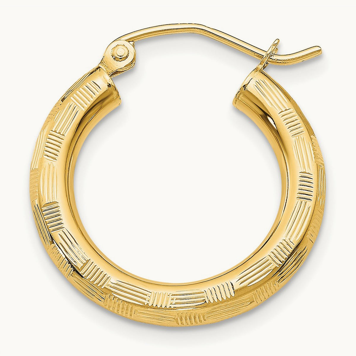 Single 14k Diamond-cut Hoop Earring