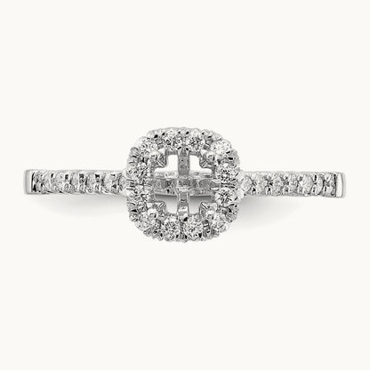 Cushion Center Semi-Mount Halo Engagement Ring, 0.25-0.50 ct tw Lab-Grown Diamond