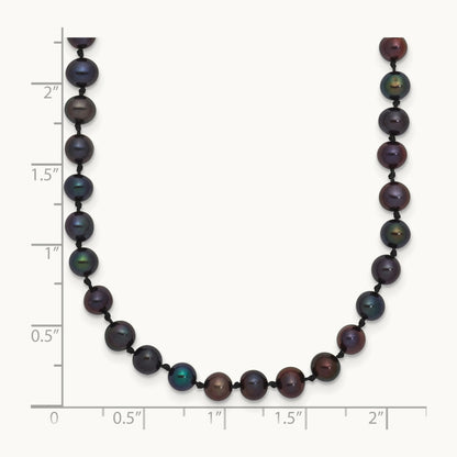 4- Black Near Round Freshwater Cultured Pearl Necklace, 5mm, 14K