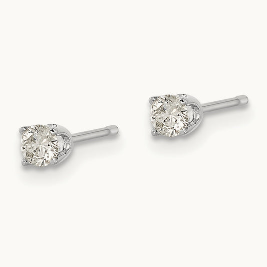 AA Quality Complete Diamond Stud Earring, 14K White Gold