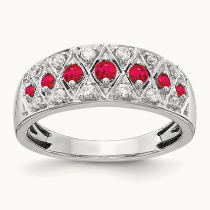 Diamond and Ruby Fancy Ring, 14K White Gold