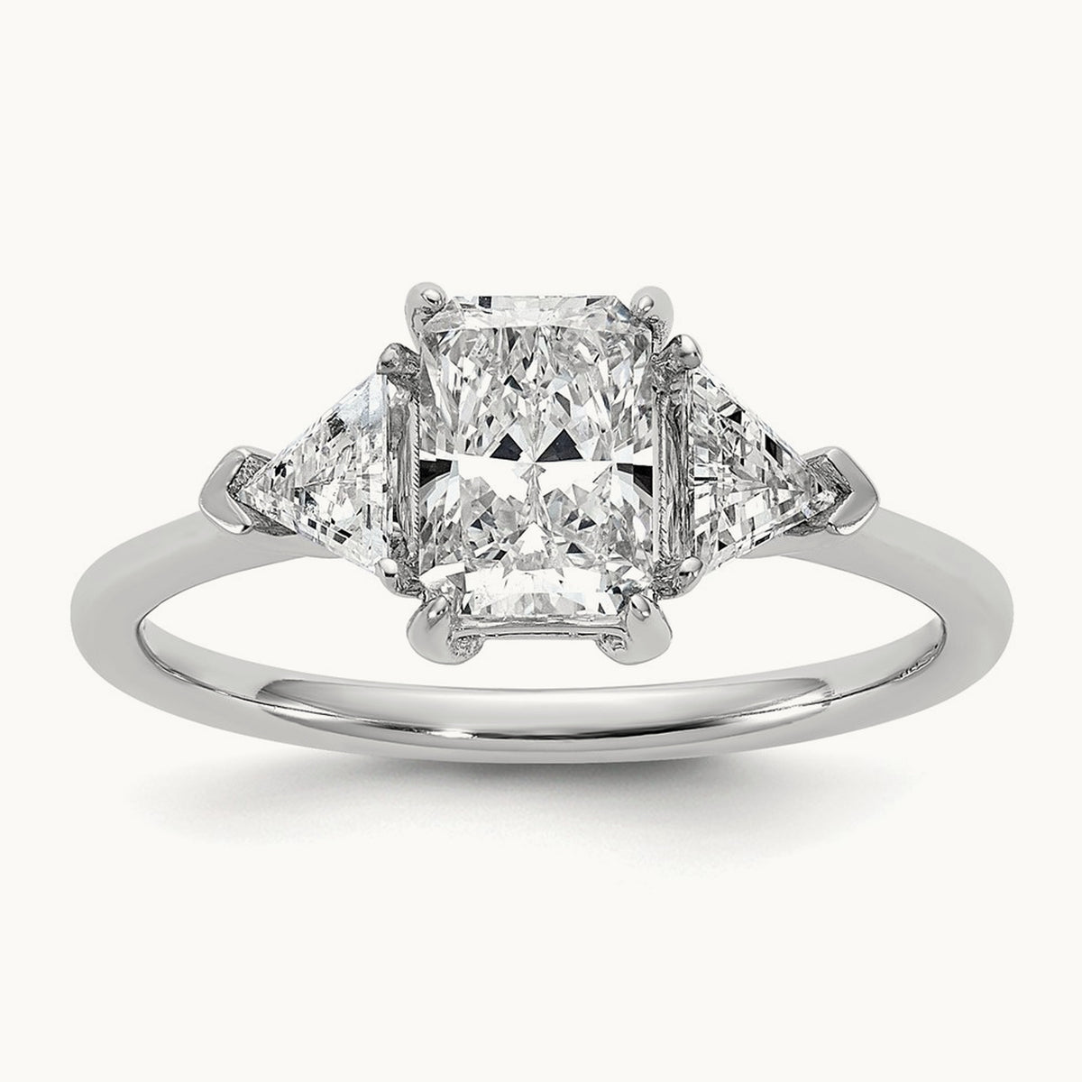 Radiant & Triangle Engagement Ring, 1.25-3.50 ct tw Lab-Grown Diamond — 1 3/8 ct, 14K White Gold