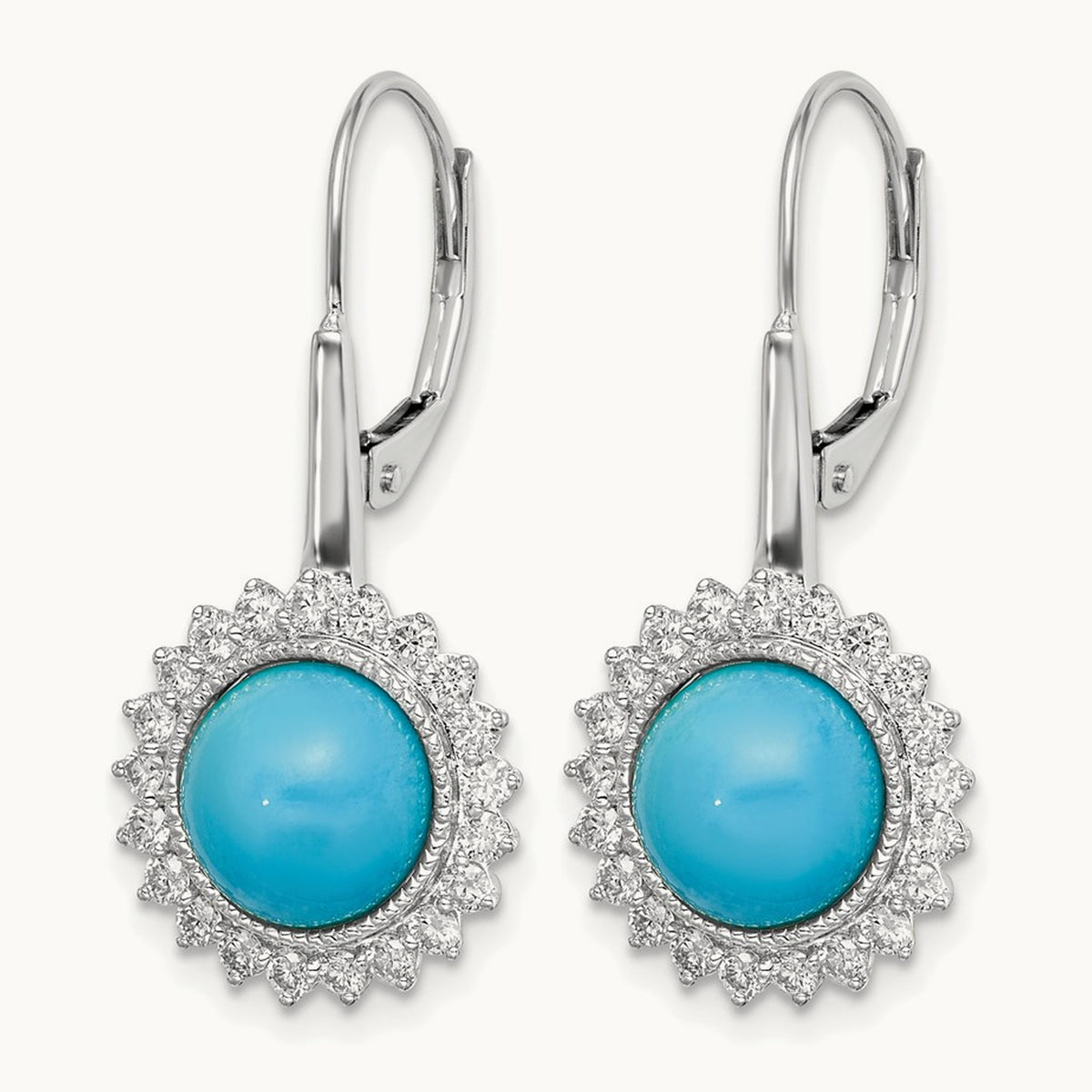 Turquoise and Diamond Leverback Earrings — photo set