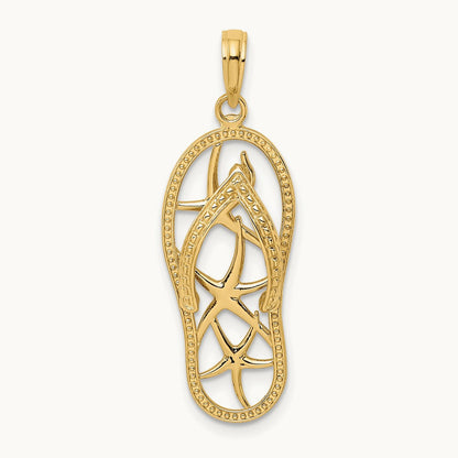 Multi Starfish Flip-Flop Charm, 14K