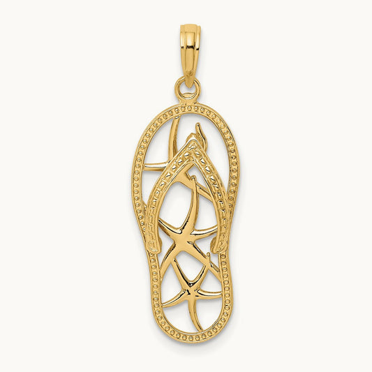 Multi Starfish Flip-Flop Charm, 14K