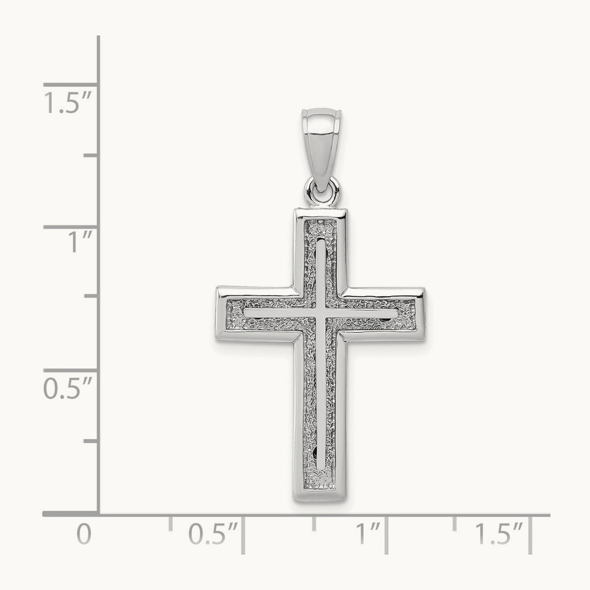 2-D Cross Charm — 14K White Gold