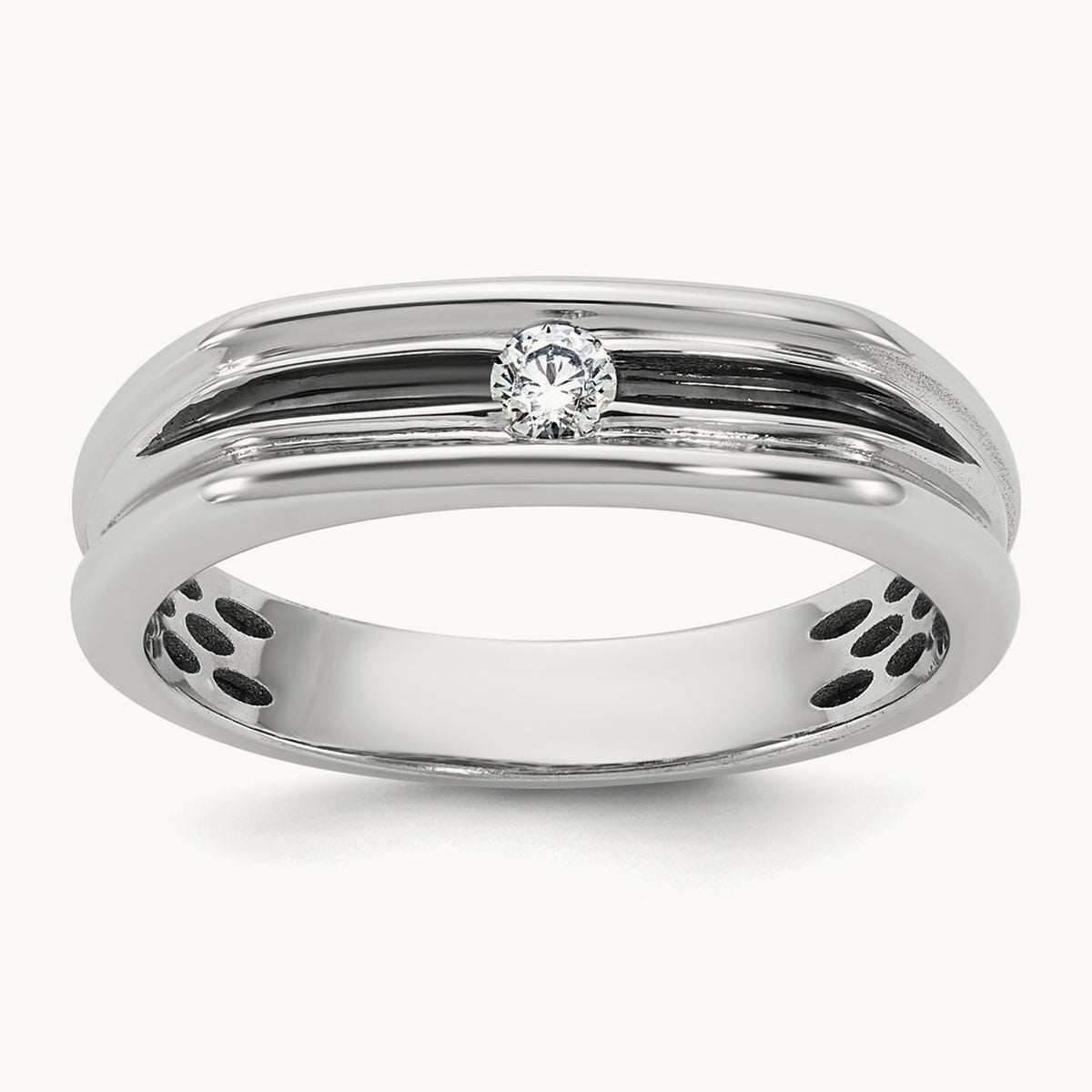 Setting: with White Rhodium IB Goodman Men's Diamond Ring Mounting, 14K Gold — 14K White Gold