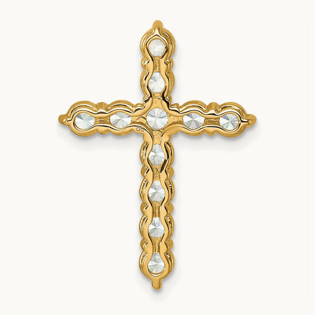 Cross Chain Slide Pendant, 2.00 ct tw Lab-Grown Diamond — 14K Yellow Gold