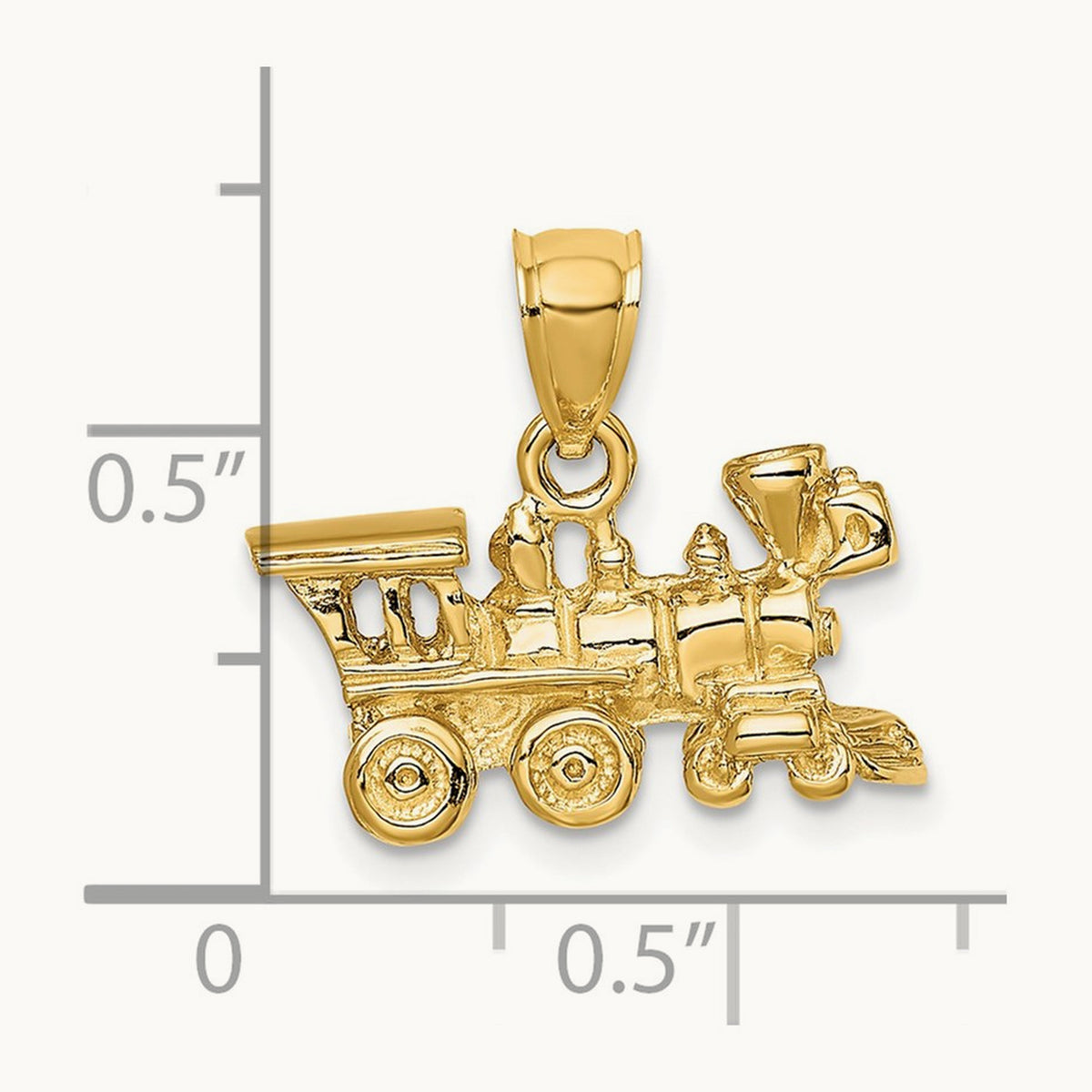3-D Locomotive Charm, 14K
