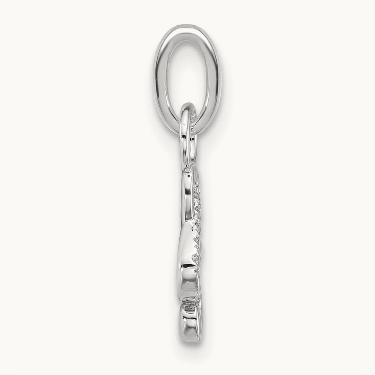 Polished Diamond Music Treble Clef Charm — 14K White Gold