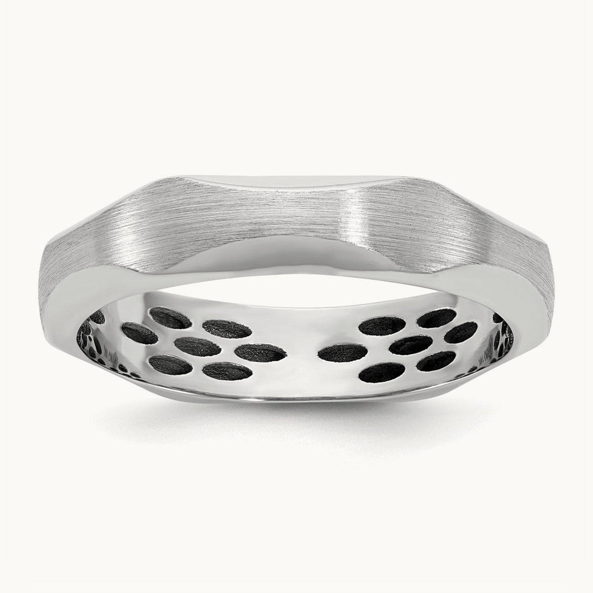 IB Goodman Men's Satin Ring, 4.7mm — 14K White Gold