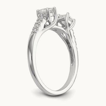3-Stone Diamond Peg Set Semi-mount Engagement Ring, 14K White Gold