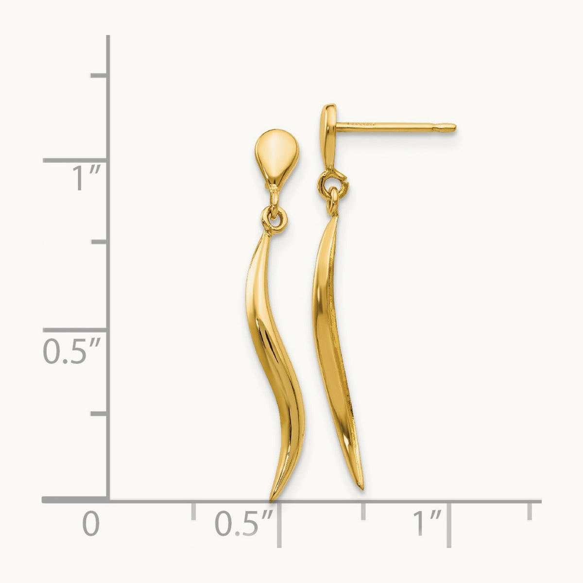 Polished Fancy Dangle Post Earrings, 14K