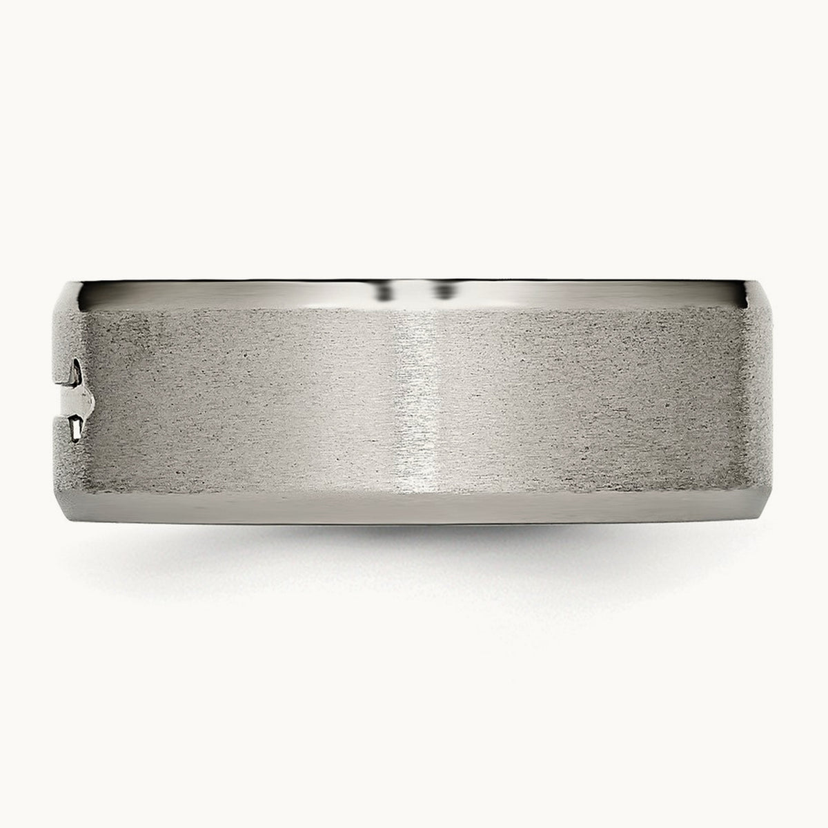Brushed Center Cross Design Beveled Edge Band — 8mm