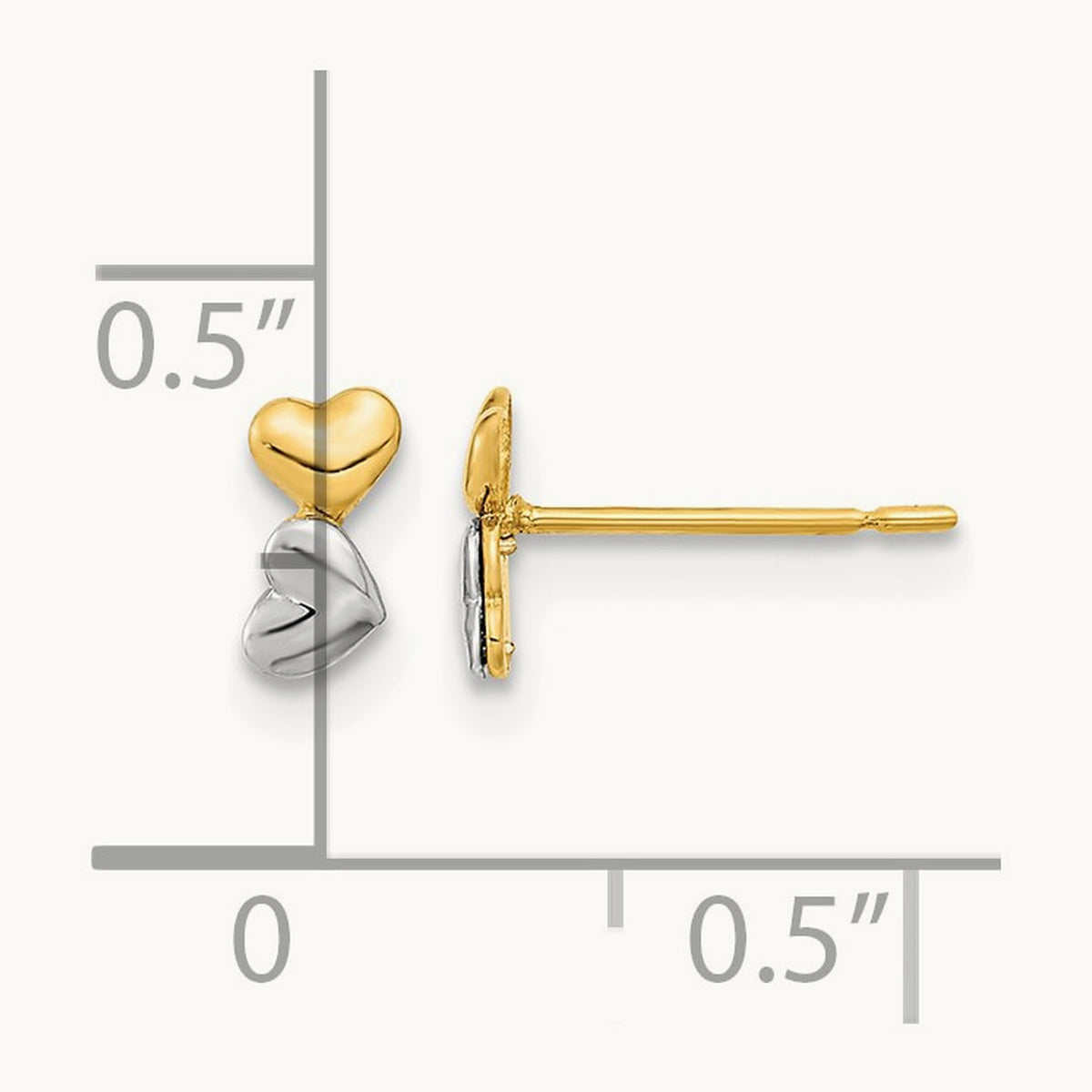 Madi K Two-tone Childrens Double Heart Post Earrings, 14K