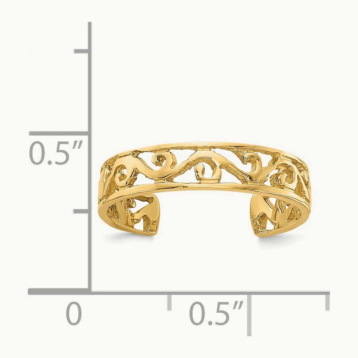 Polished and Diamond-cut Toe Ring, 14K