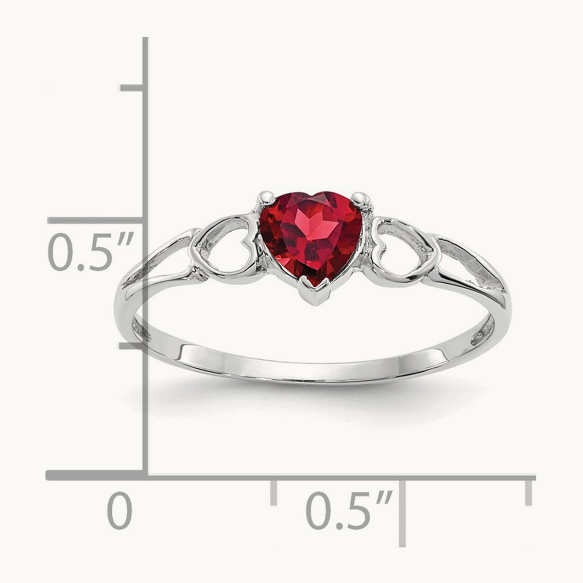 Garnet Birthstone Ring, 14K White Gold