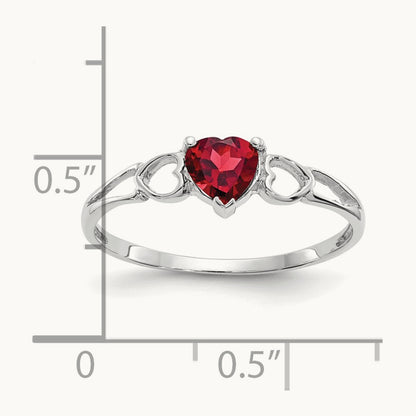 Garnet Birthstone Ring, 14K White Gold