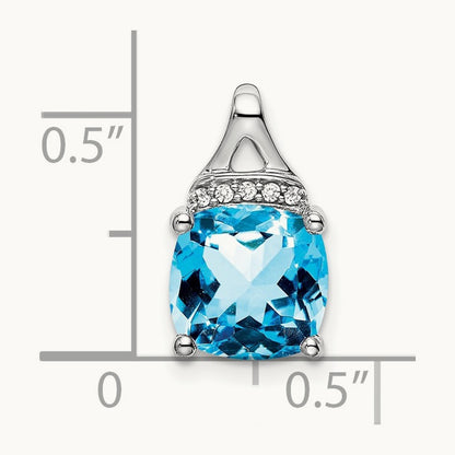Cushion Blue Topaz and Diamond Pendant — photo set