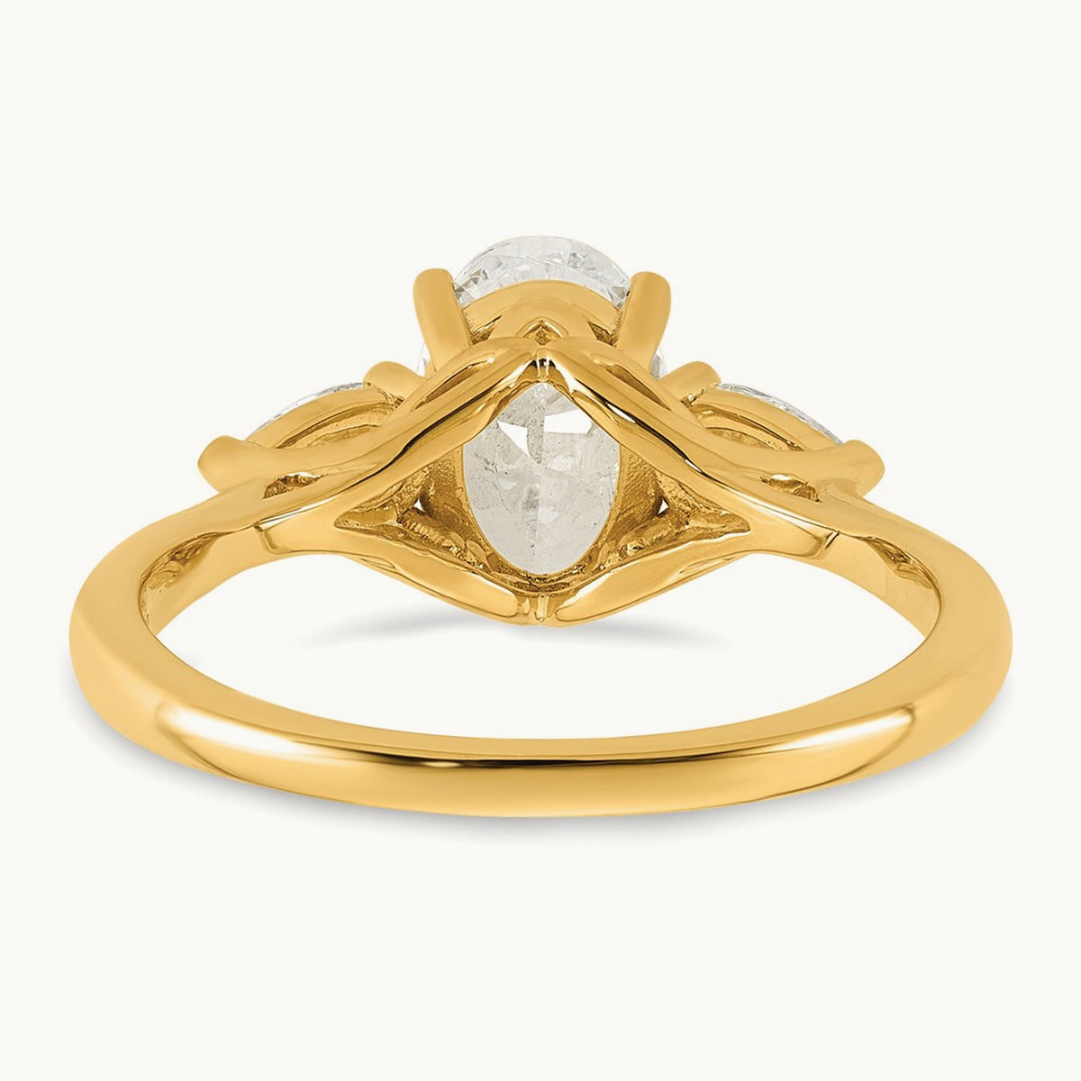 Oval/Pear 3 Stone Engagement Ring, 1.25-3.50 ct tw Lab-Grown Diamond — 1 7/8 ct, 14K Yellow Gold