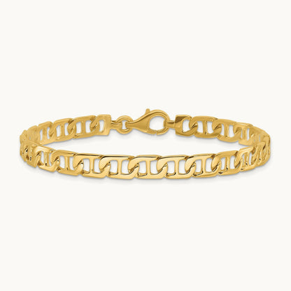 Hand-polished Fancy Anchor Link Bracelet — 14K Yellow Gold, 6.5mm