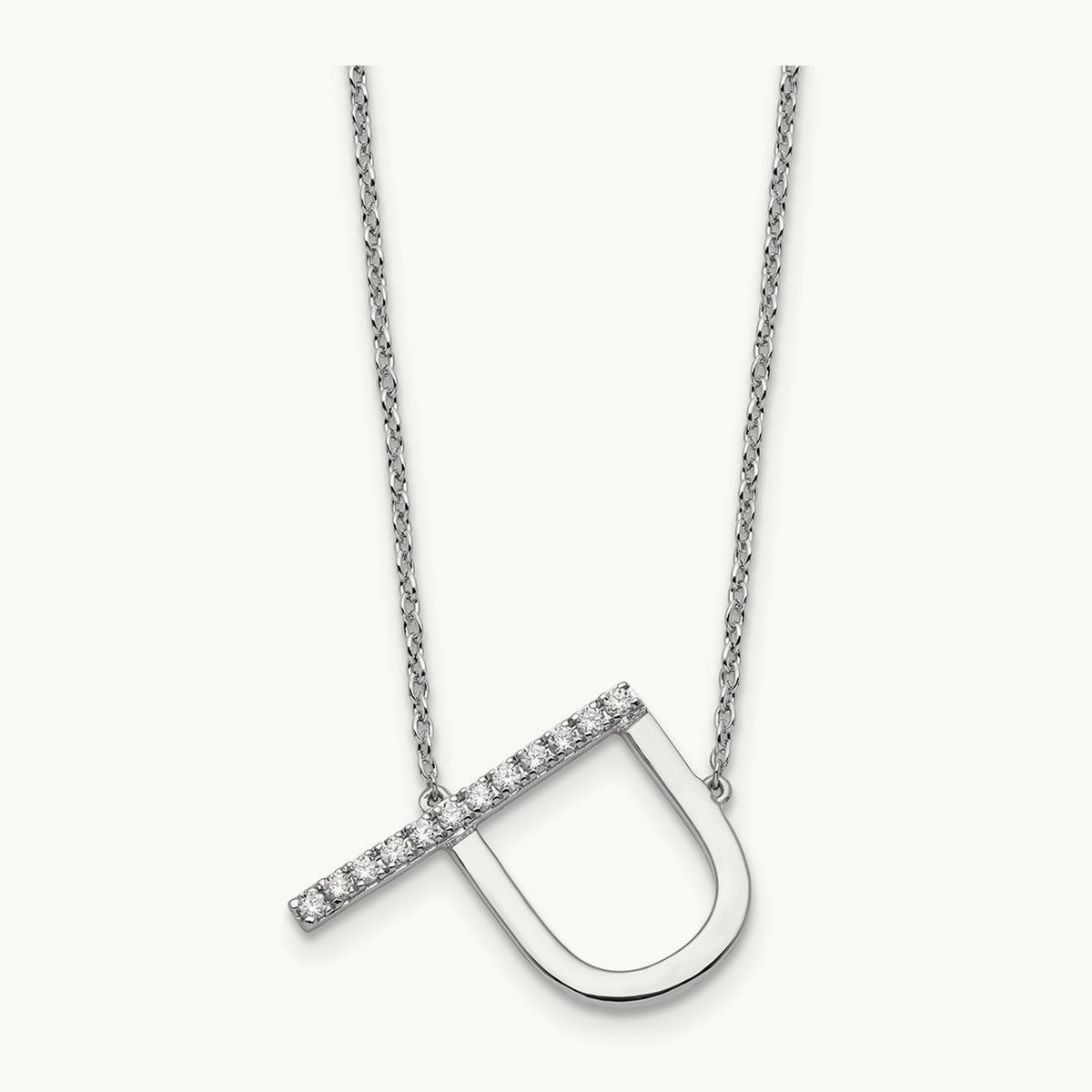 Sideways Diamond Necklace — 14K White Gold, P