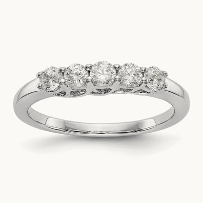 5-Stone Diamond Band, 14K White Gold