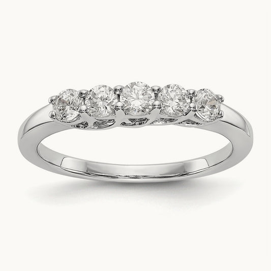 5-Stone Diamond Band, 14K White Gold
