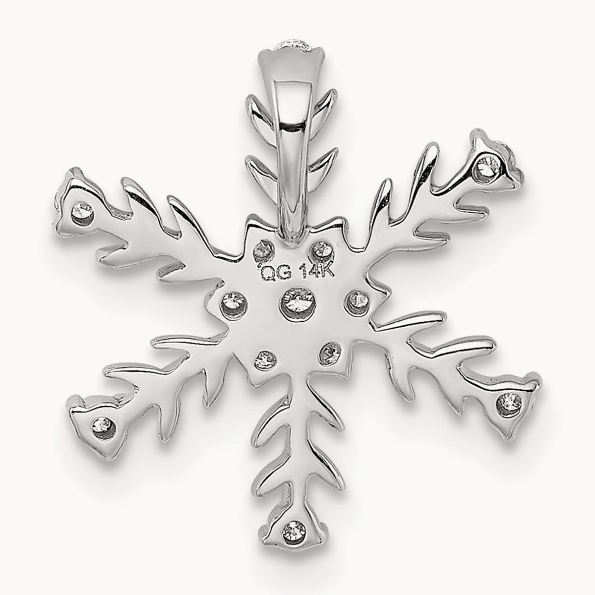 1/6ct. Diamond Snowflake Chain Slide, 14K White Gold