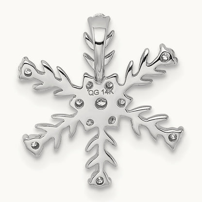 1/6ct. Diamond Snowflake Chain Slide, 14K White Gold