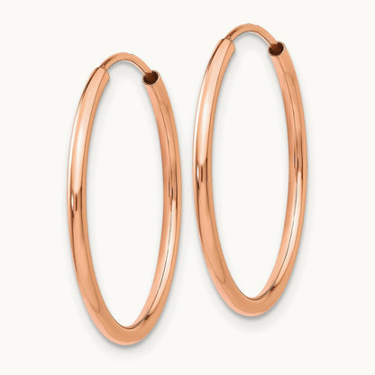 Polished Endless Tube Hoop Earrings, 1.50mm, 14K Rose Gold