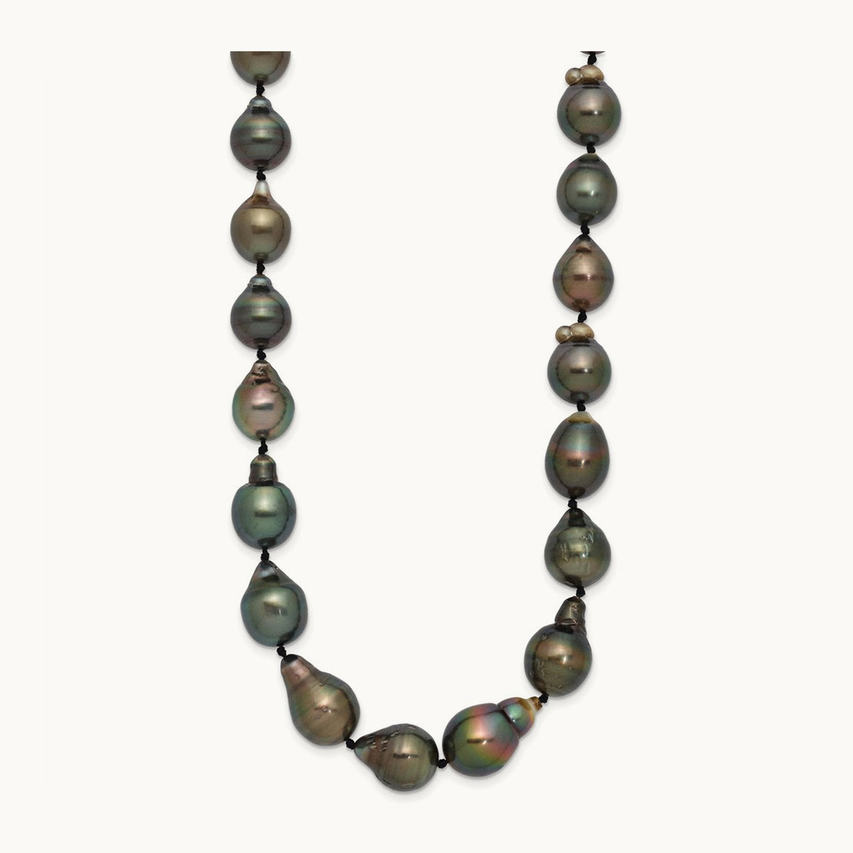 WG 8- Baroque Saltwater Cultured Tahitian Pearl Graduated Necklace, 11mm, 14K