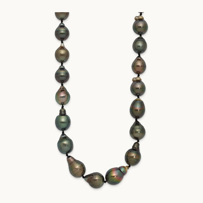 WG 8- Baroque Saltwater Cultured Tahitian Pearl Graduated Necklace, 11mm, 14K