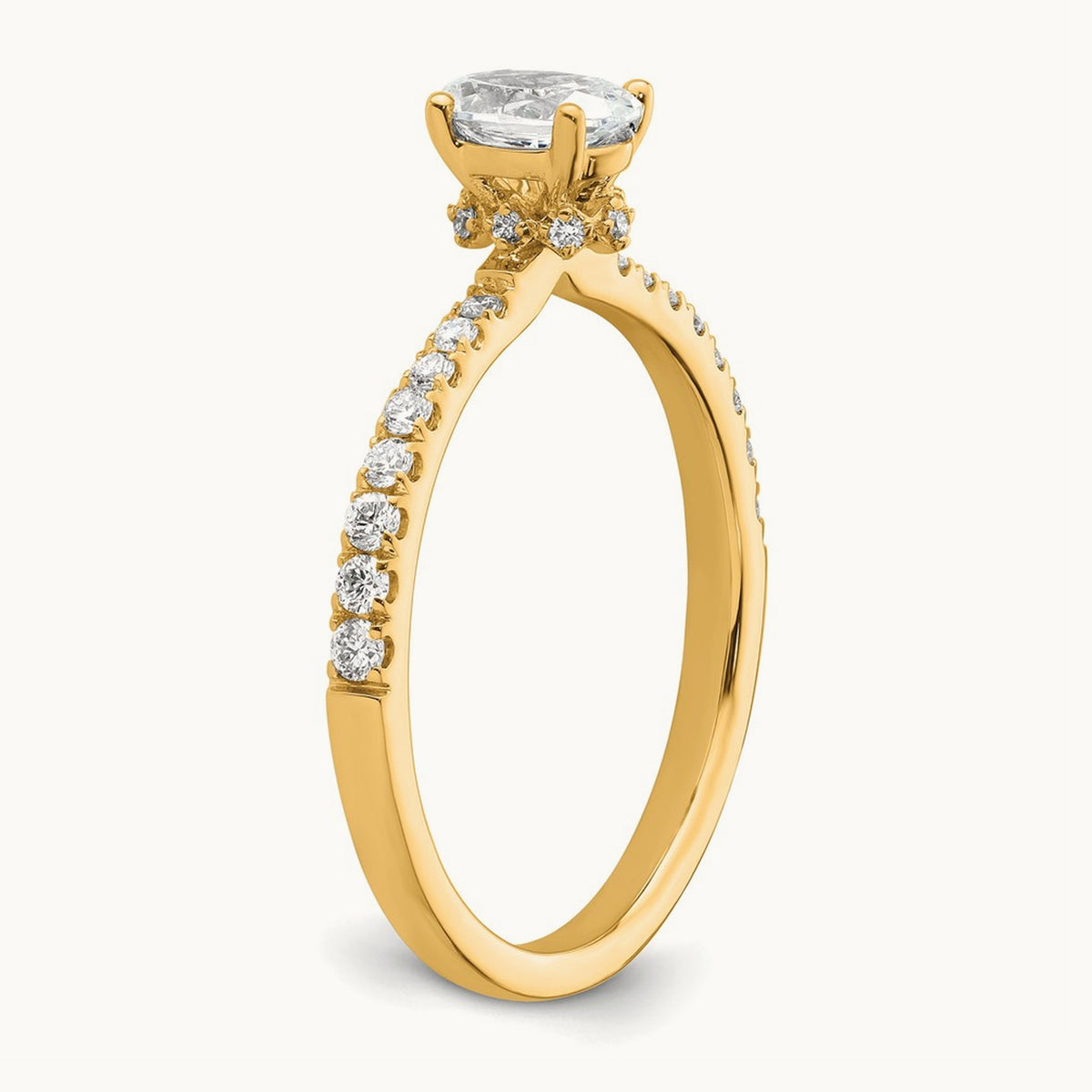 Oval Semi-Mount Solitaire Engagement Ring, 0.25-0.50 ct tw Lab-Grown Diamond — 1/4 ct, VS/SI (Great), 14K Yellow Gold