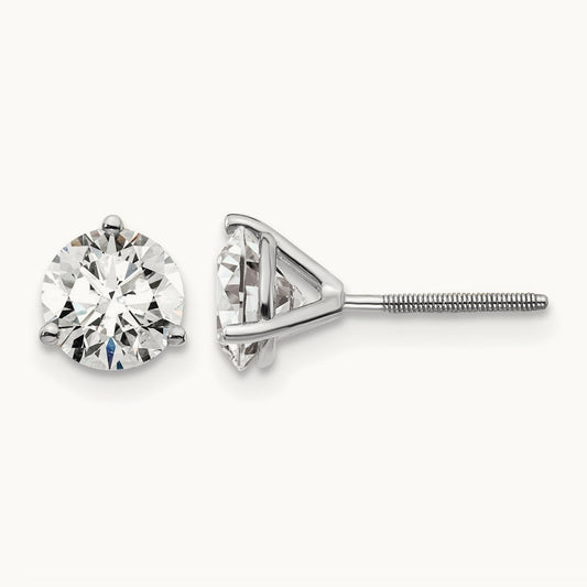 1 1/2ct Cert Lab Grown Dia VS/SI+ G+ Round Comp Screwback Earrings, 14K White Gold