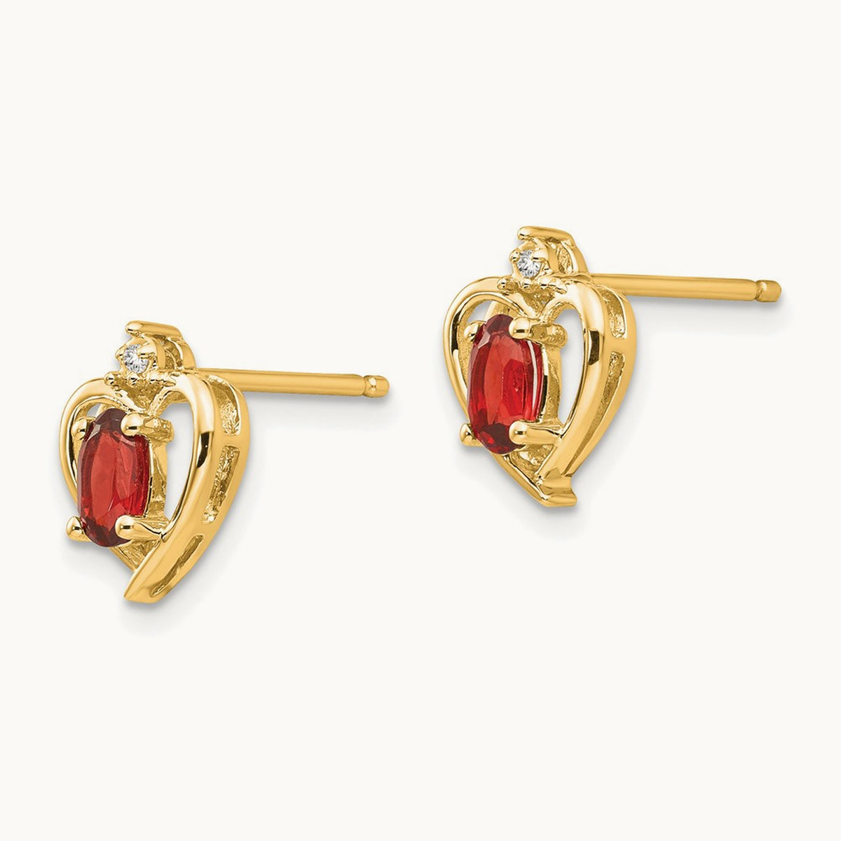 Garnet and Diamond Heart Earrings — photo set