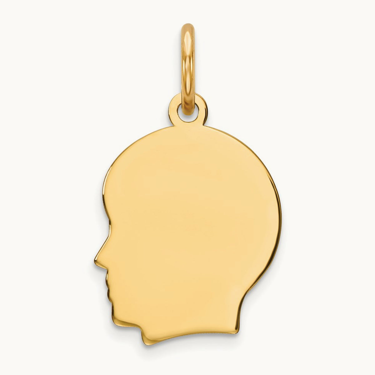 Plain Small .035 Gauge Facing Left Engravable Boy Head Charm — 18mm
