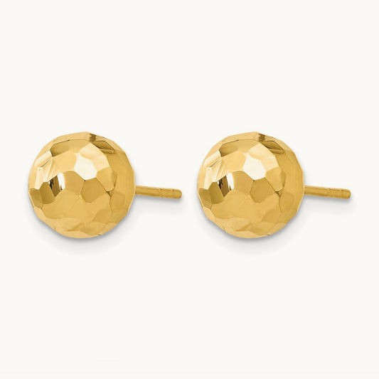 Polished Faceted Post Earrings — 10K Yellow Gold