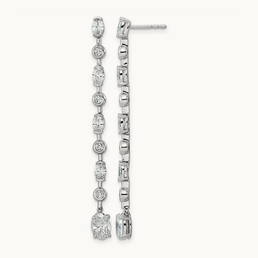 Post Oval/Round Drop Earrings, 2.50-3.50 ct tw Lab-Grown Diamond