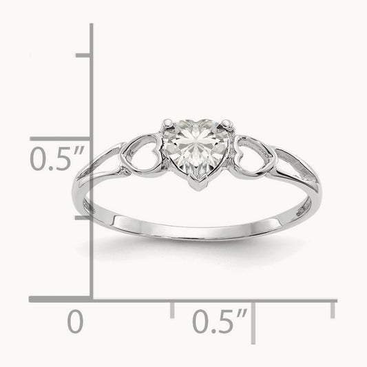 White Topaz Birthstone Ring, 14K White Gold