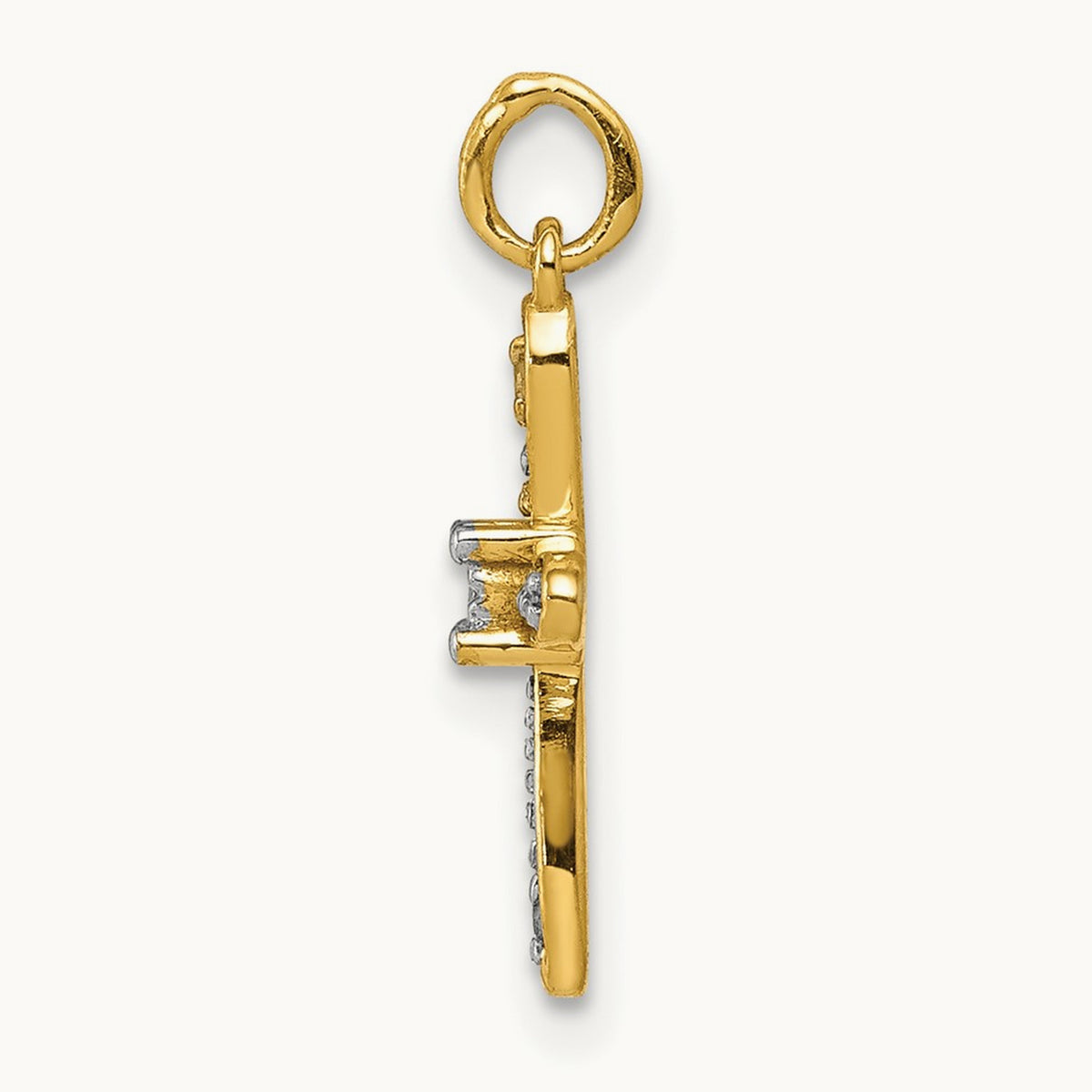 .03ct. Diamond Cross Charm, 14K with Rhodium
