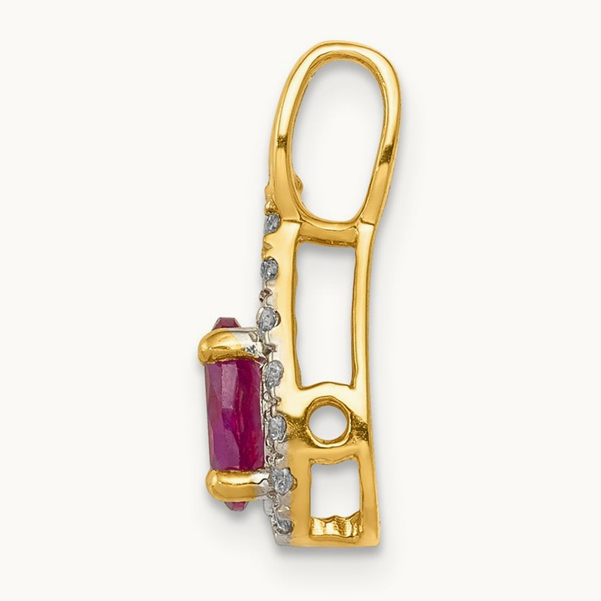 Diamond and Oval .50 Ruby Pendant, 14K