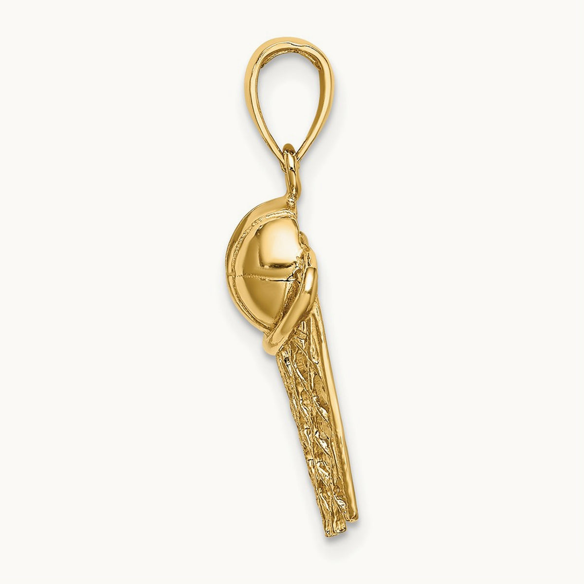 Polished Basketball and Net Charm, 14K