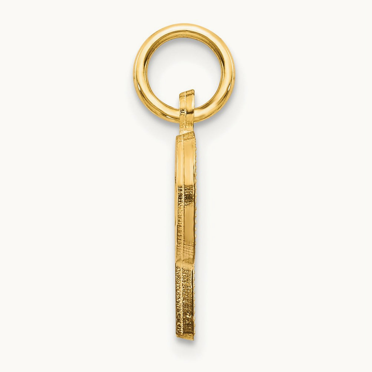 Satin Diamond-cut Initial Charm — 14K Yellow Gold, P
