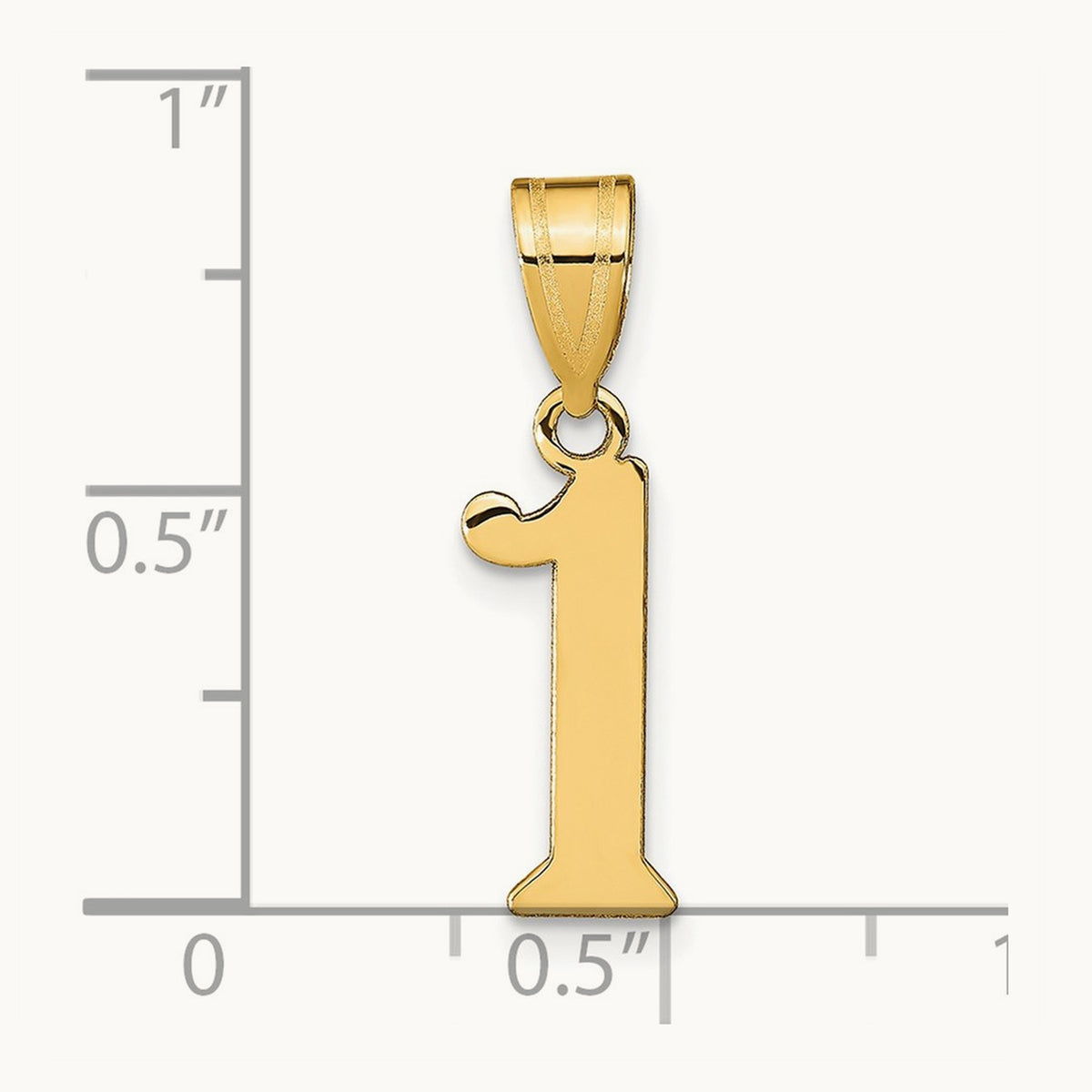 Polished Number 1 Pendant — 14K Yellow Gold, 16.65mm