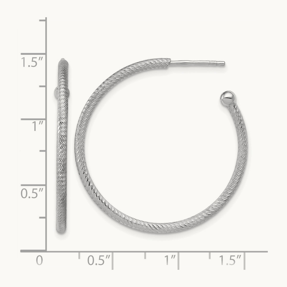 SS RH-plated Diamond-cut Post C-Hoop Earrings — Leslie's