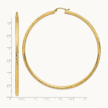 Lightweight Diamond-cut Hoop Earrings — 14K Yellow Gold