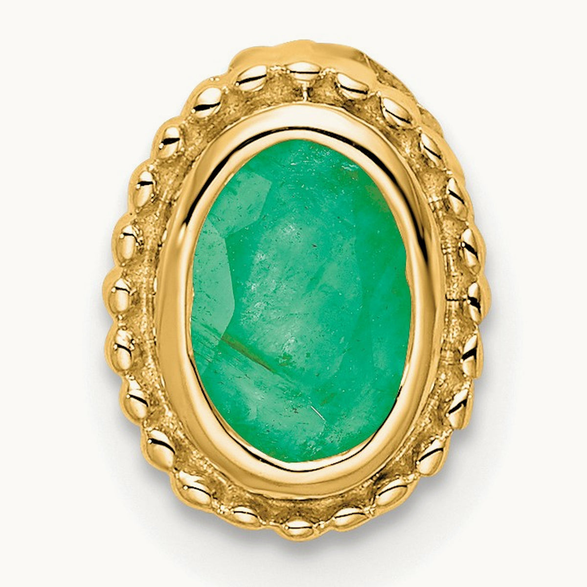 Oval Emerald Chain Slide — 14K Yellow Gold