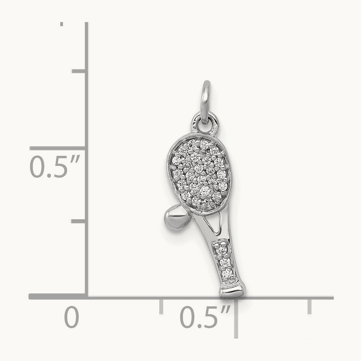 Diamond Racket and Ball Pendant, 14K White Gold