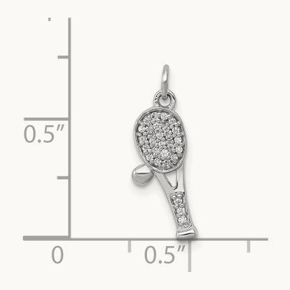 Diamond Racket and Ball Pendant, 14K White Gold